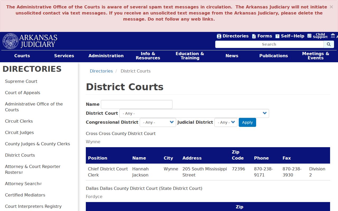 Drew County arrest warrant district judge and clerk directory
