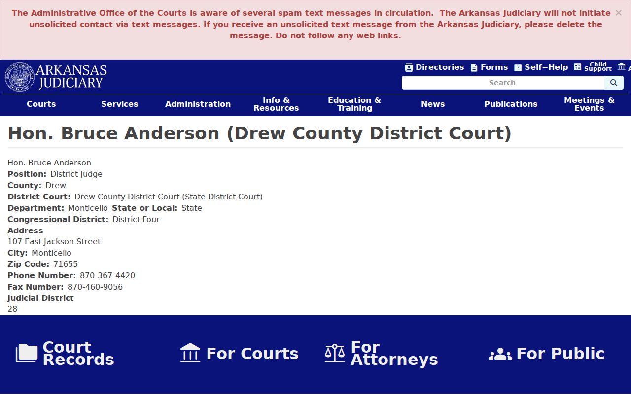 Drew County arrest warrant local district court profile